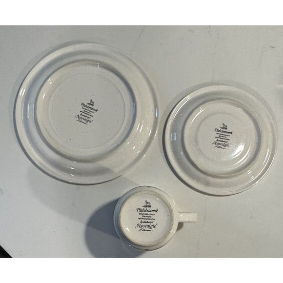 Pfalzkeramik Tea Dessert Set "Nostalgie" Doll Toys Handpainted Speckled Ceramic - Picture 9 of 15